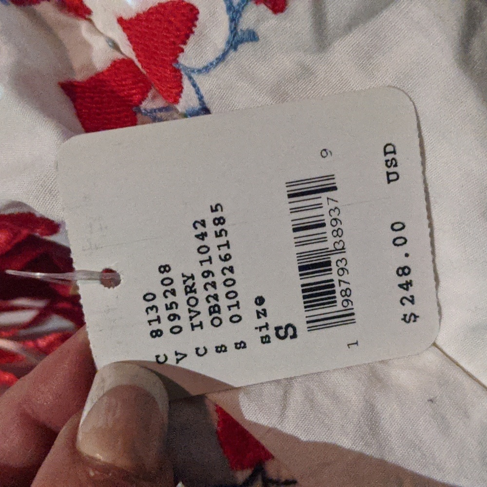 Free People Valencians Midi Dress sz Small im White & Red - Picture 9 of 10